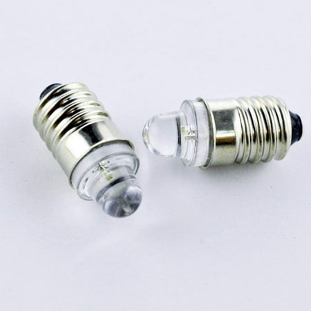 Ruiandsion 10pcs E10 LED Bulbs 12V 6000K White LED Bulbs for Torchlight Flashlight Torch Headlight,Negative Earth 